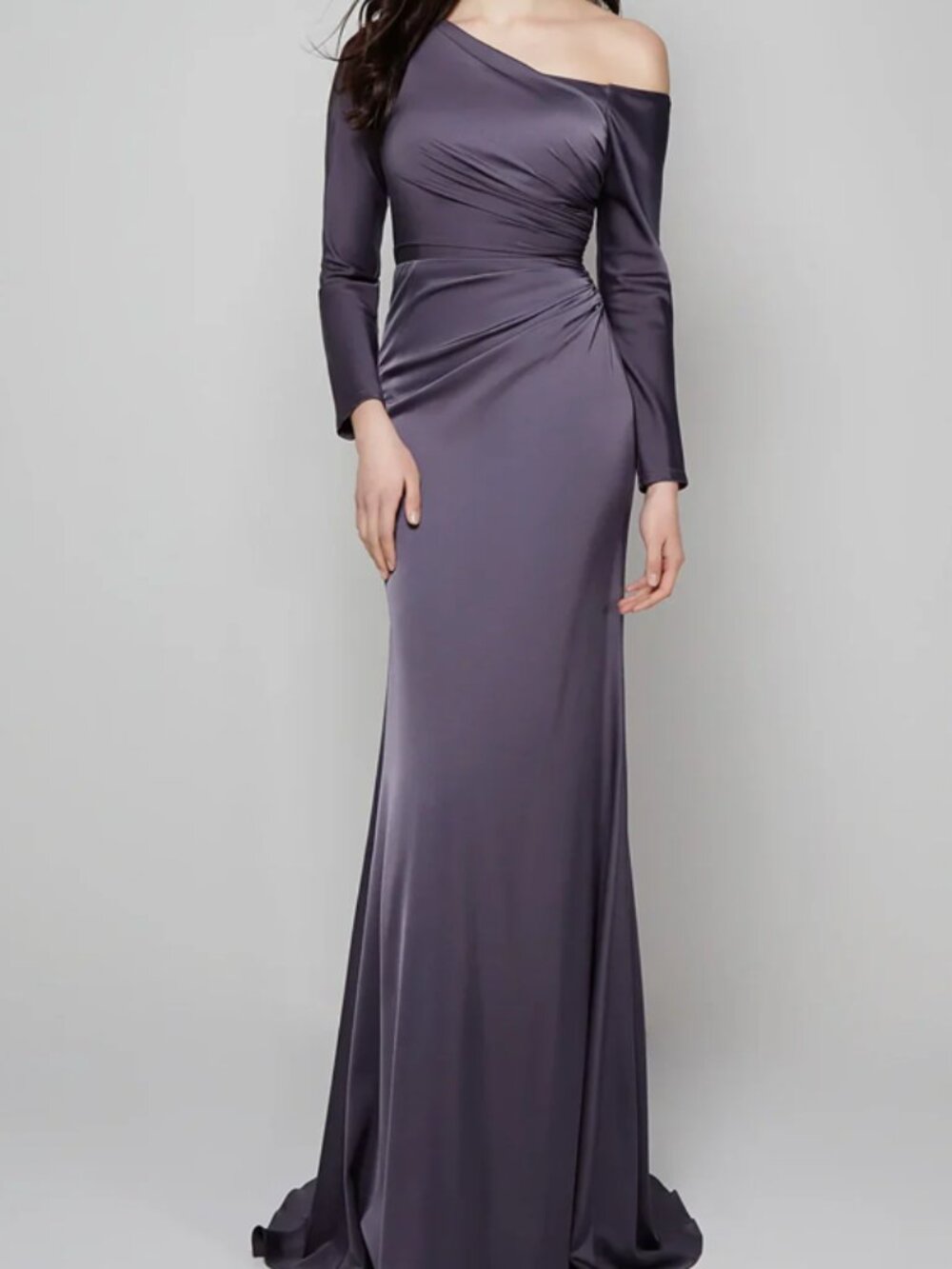 NWT Alyce Paris 27557 Long Sleeve Gown in Graphite Size 8